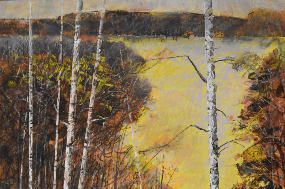 Lucrare de artă Constantin Tofan – Peisaj de toamnă, tehnică mixtă, pictură originală