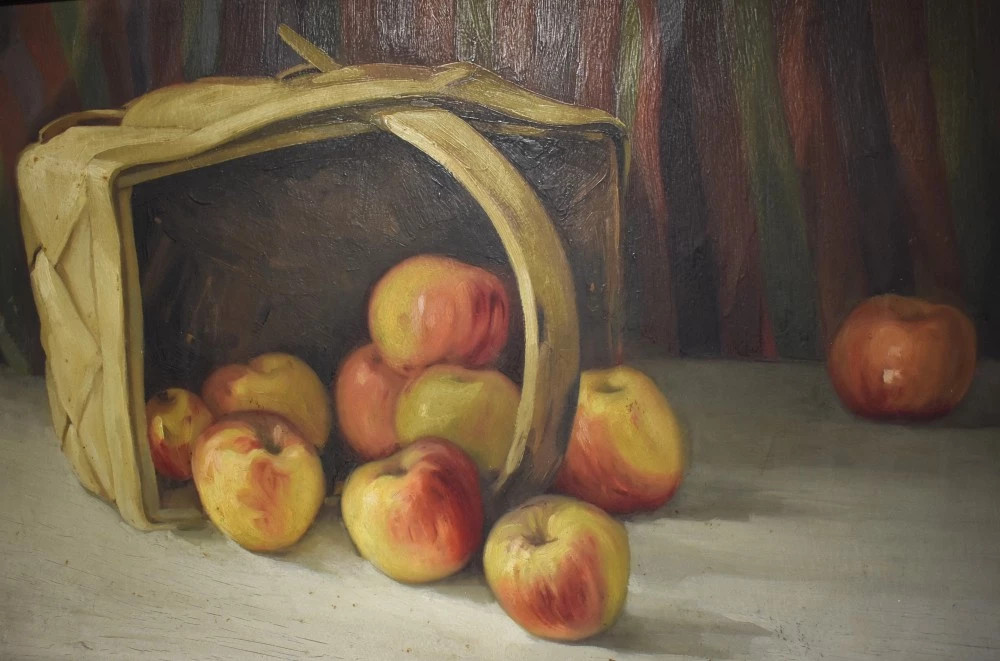 Natură statică cu mere, pictură în ulei, Marius Constantinescu, 1948