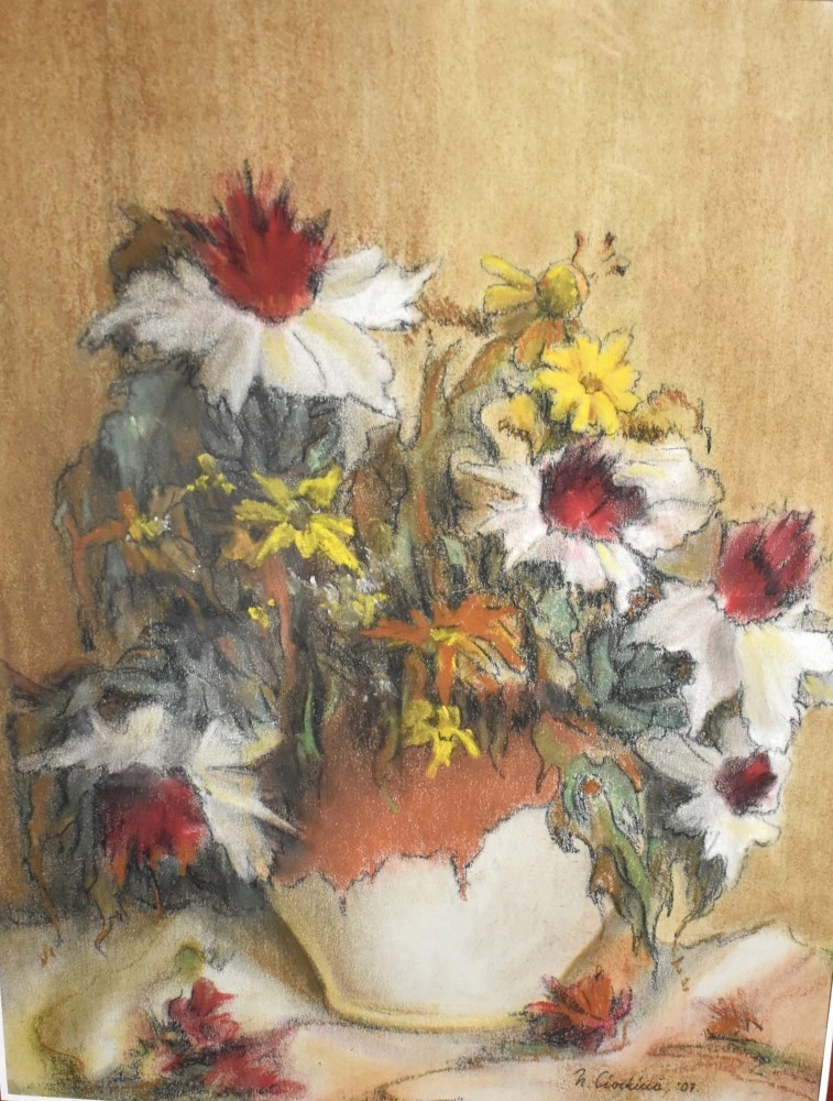 Imortele, pastel pe hârtie, Neculai Ciochină