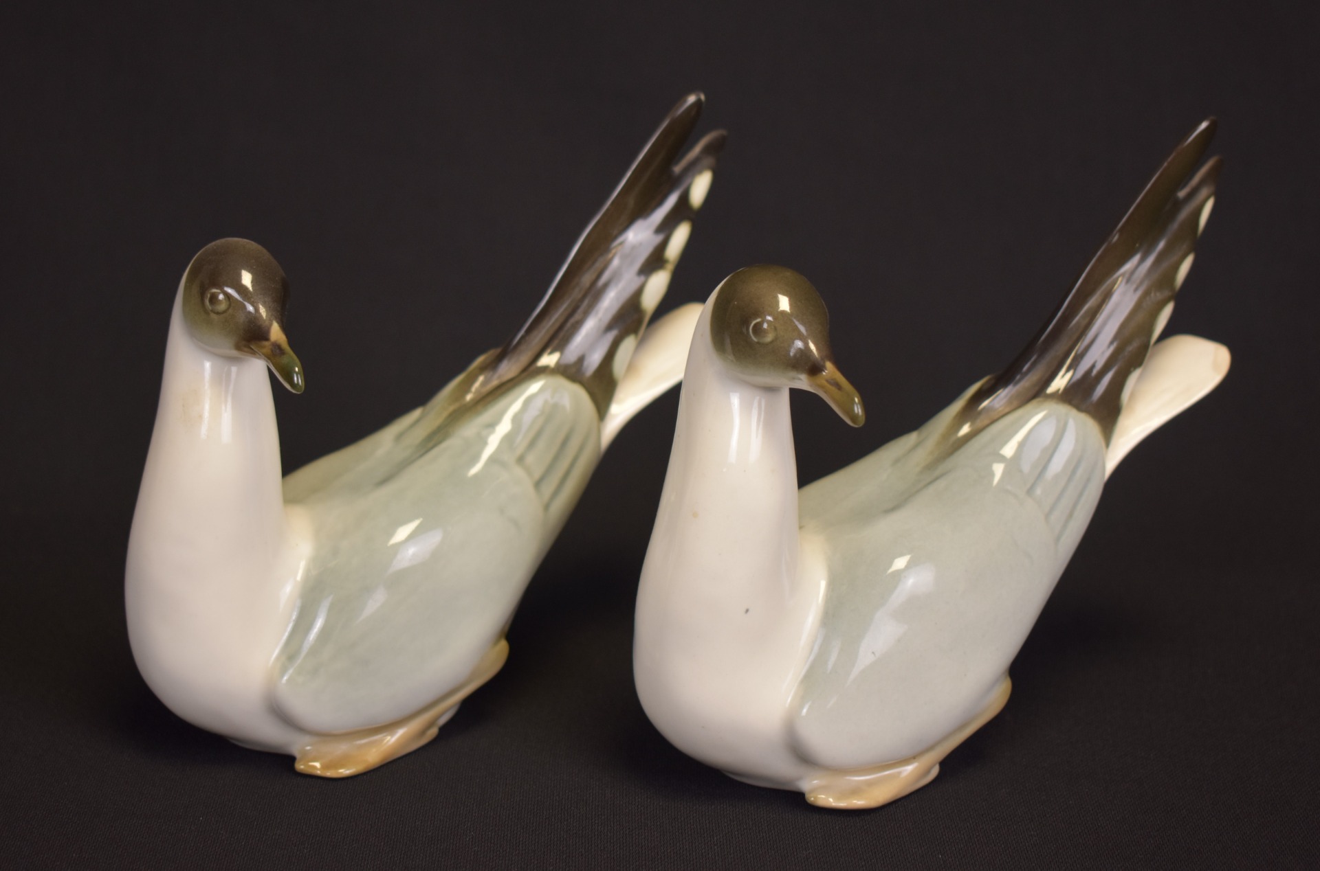 Pereche de pescăruși din porțelan Lomonosov, URSS, figurină decorativă