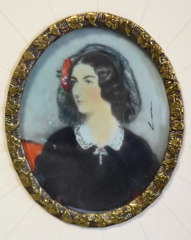 Portret miniatural Lola Montez pictură fină secol XIX
