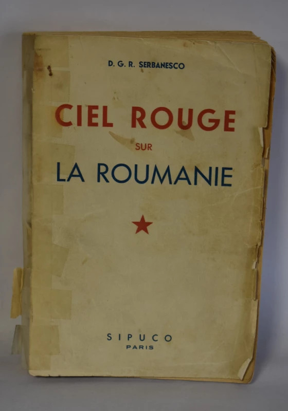 Coperta originală volum „Ciel rouge sur la Roumanie”, D. G. R. Șerbănesco, Paris 1952